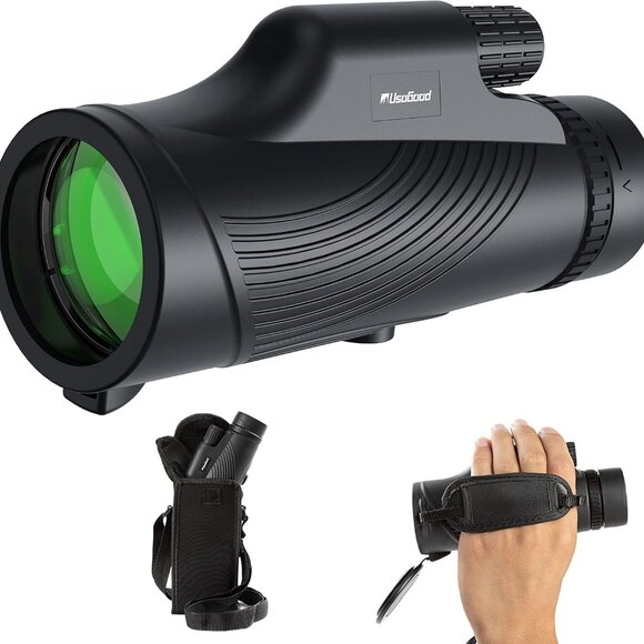 Black OLIMT 10x42 Handheld Portable Monocular Telescope with Case - Picture 1 of 12